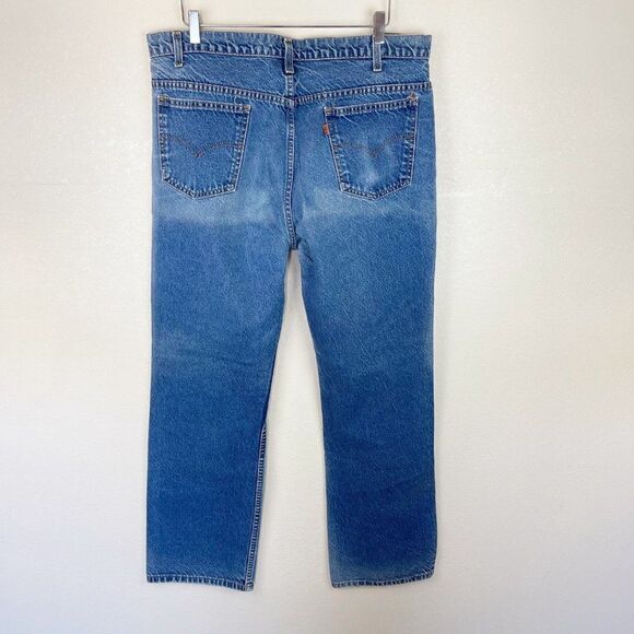Levis Vintage Orange Tab Big E Straight Leg Size 40 Blue Patchwork 60s Denim - Picture 12 of 12